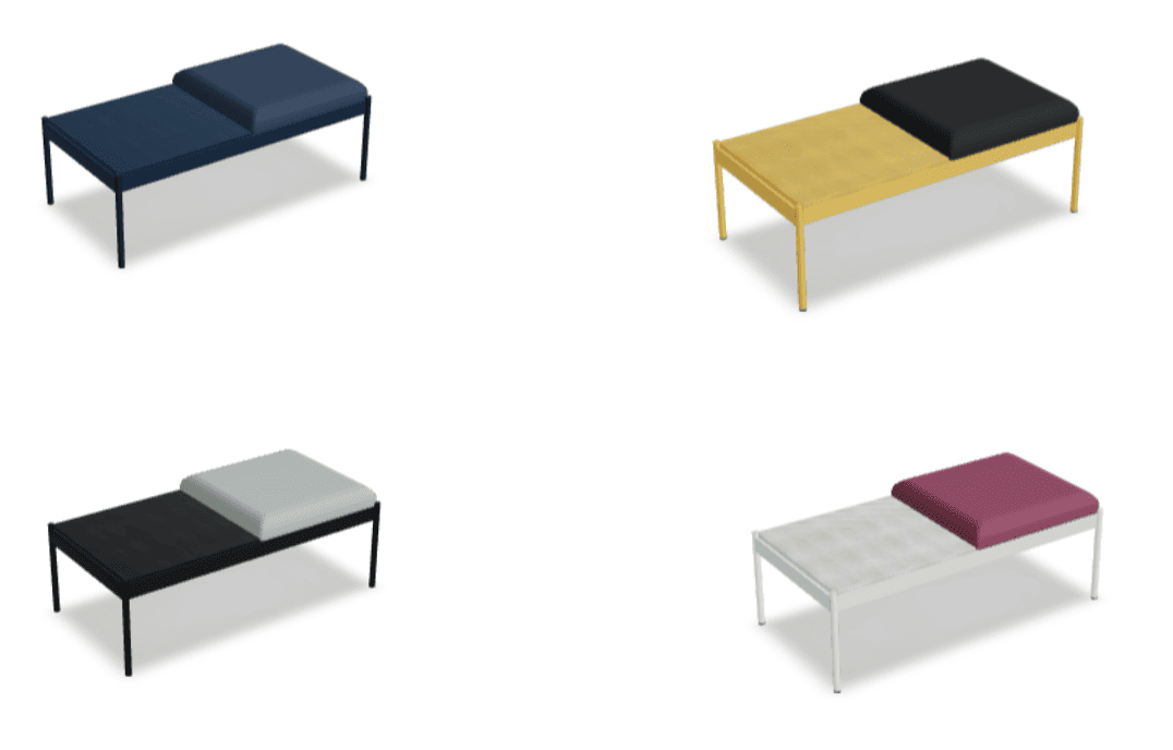Banquette d'accueil Design 1 personne + plateau pour pose revues / magazine