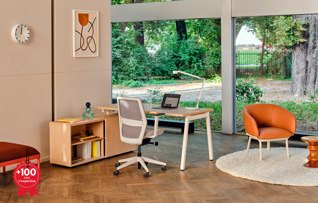 Bureau pliant avec rangements blanc mat pour télétravail - WORK CONCEPT