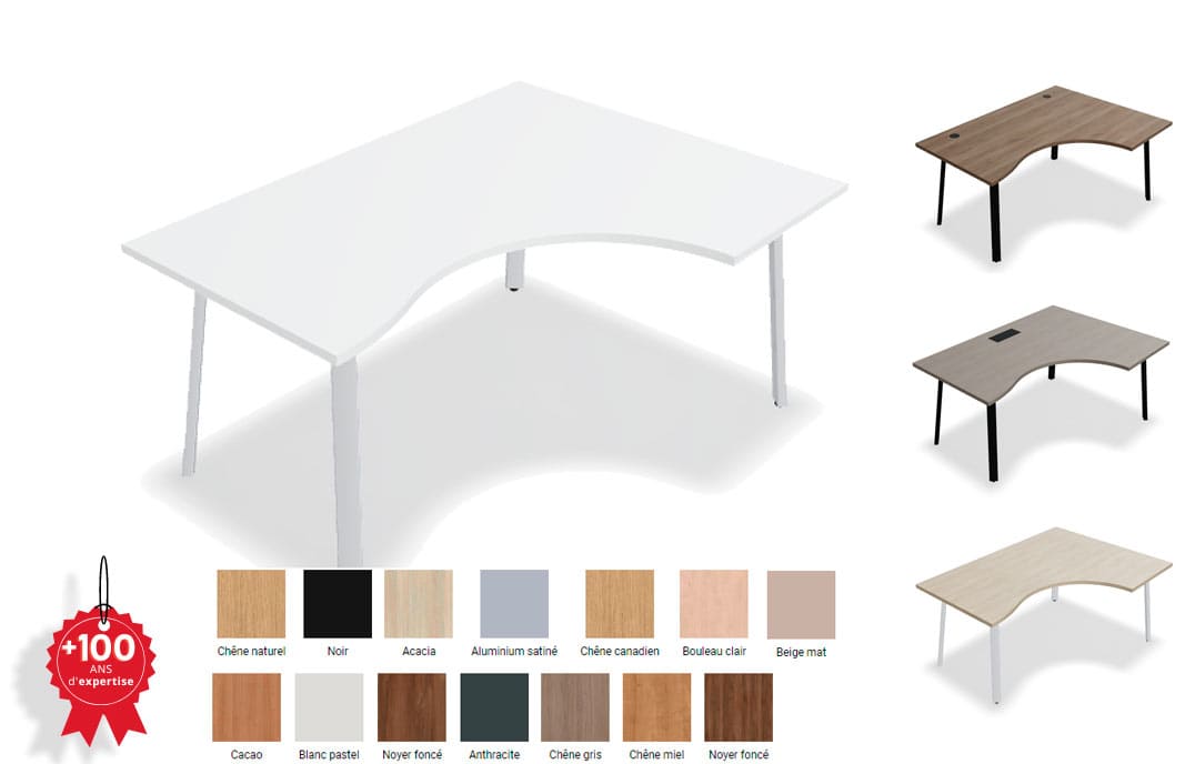 Bureau Professionnel modulable incurvé 