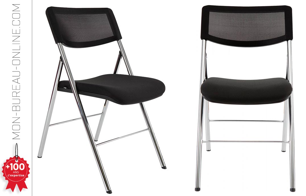 Lot de 2 chaises de bureau pliables - Design moderne - Couleur noir