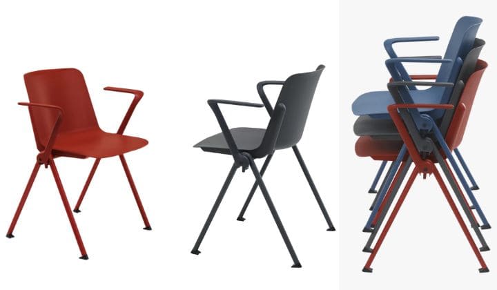 Chaise empilable avec accoudoirs