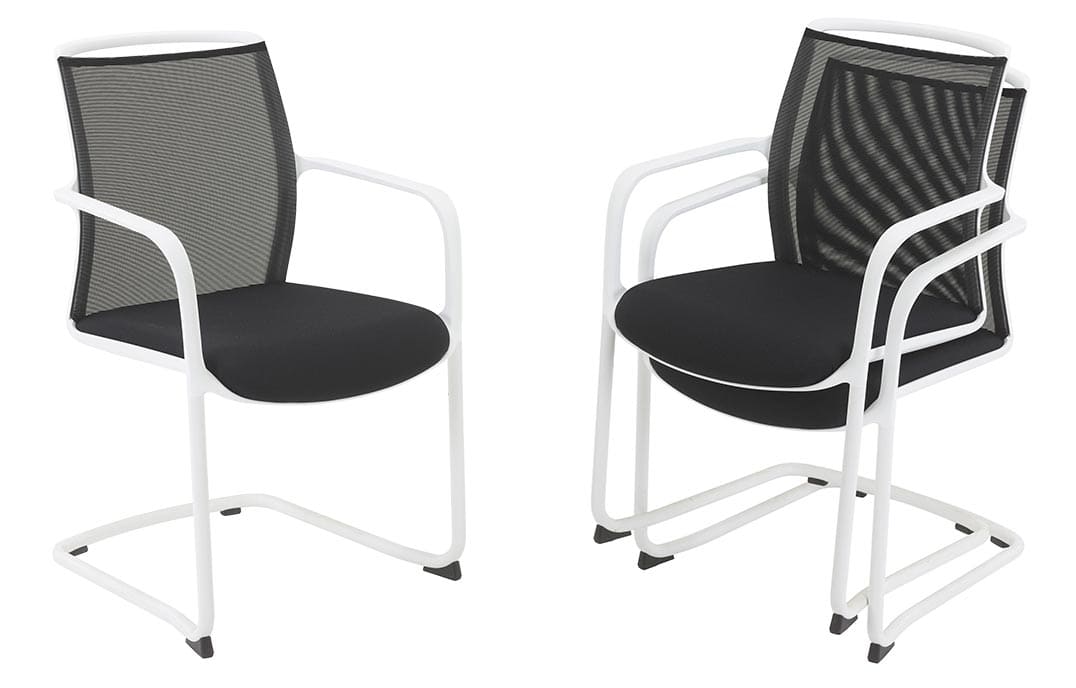 Fauteuil visiteur empilable pour espace d'accueil - Couleur blanc et noir
