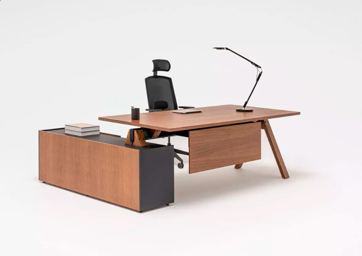 BUREAU VEGA AVEC RETOUR L: 210 P: 160 H: 75 cm