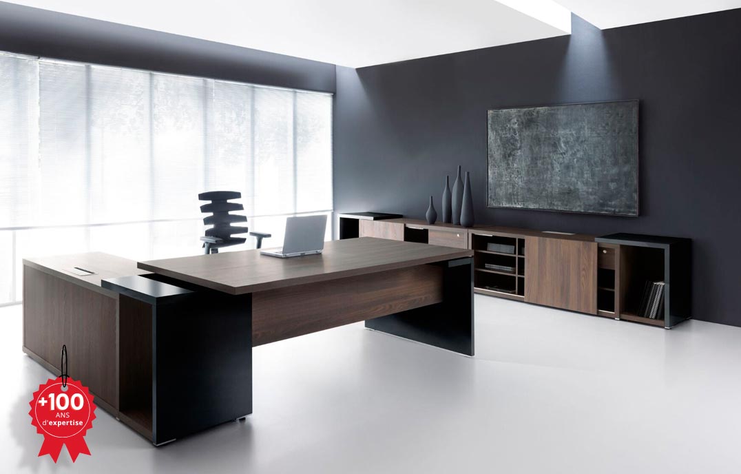 Bureau professionnel design contemporain, retour et caisson FIVE