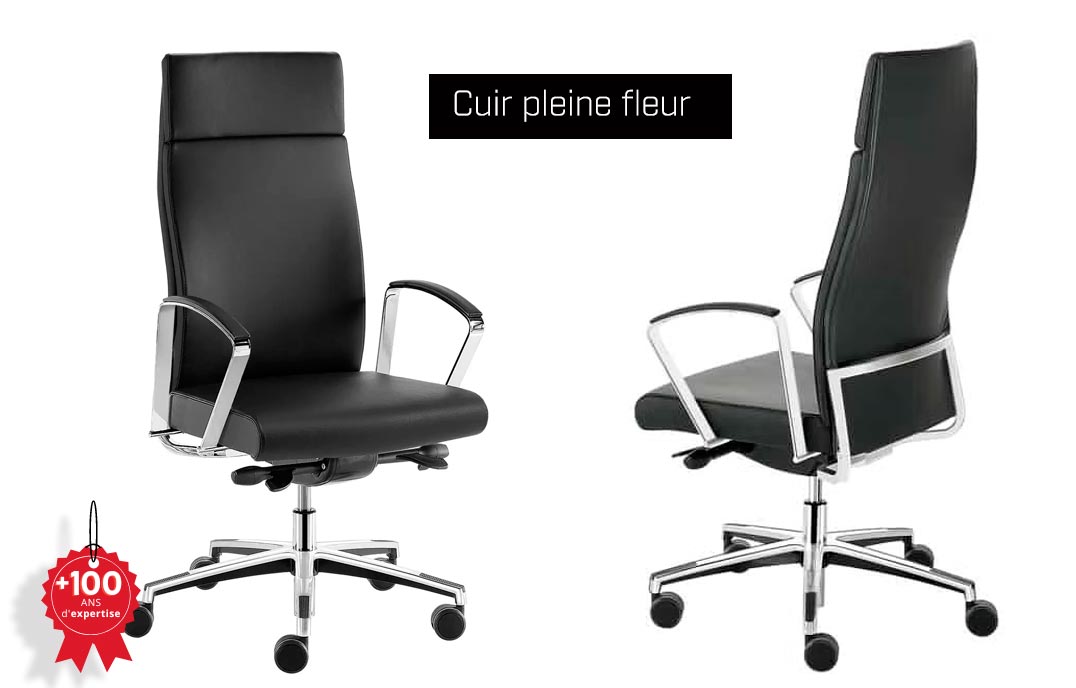 Fauteuil de direction haut de gamme en cuir grand confort