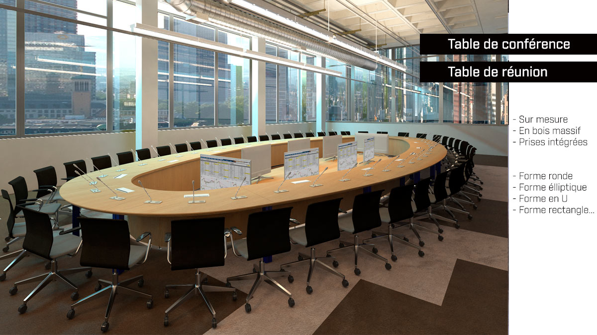 Table de réunion ovale en bois massif sur mesure - 12 à 36 personnes et + Table de réunion ovale en bois massif sur mesure - 12 à 36 personnes et +