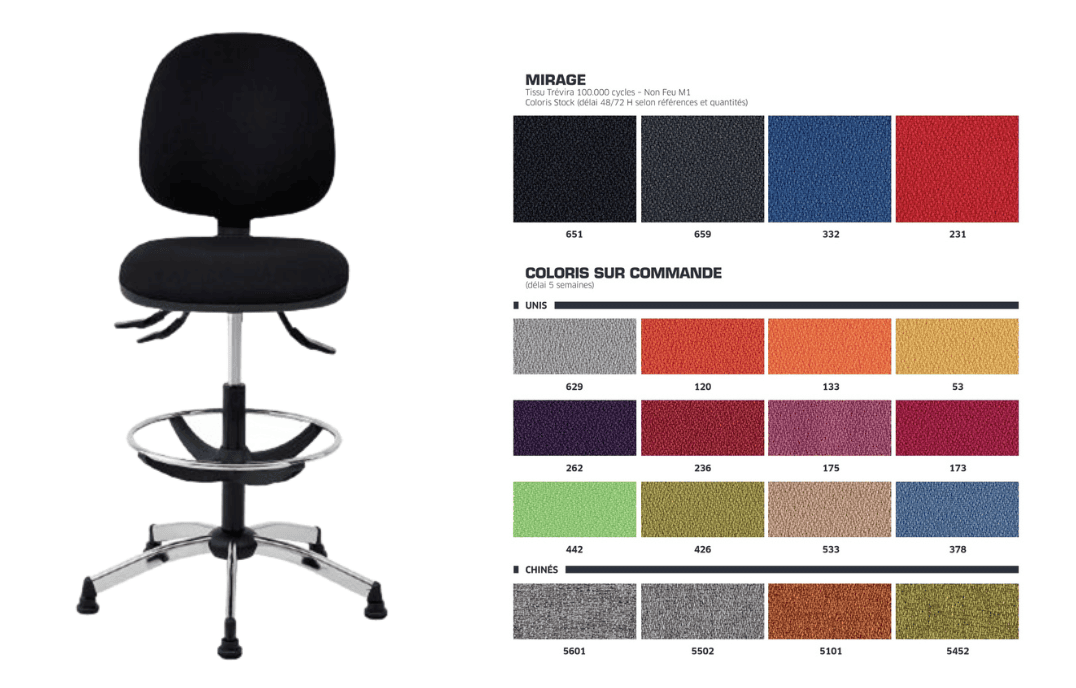 Siège technique avec ou sans roulettes